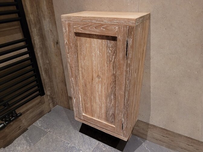 Teak-Waschtischunterschrank 40 x 22 x 71 cm – White Wash