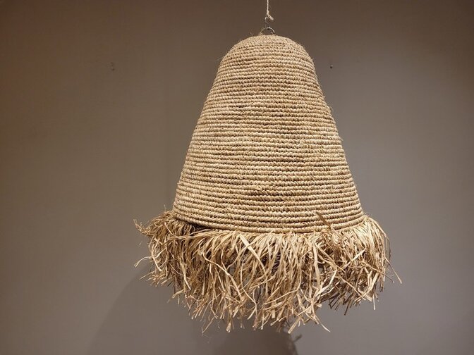 Lampenschirm im Ibiza-Stil 55x65cm Glockenform mit Franzen