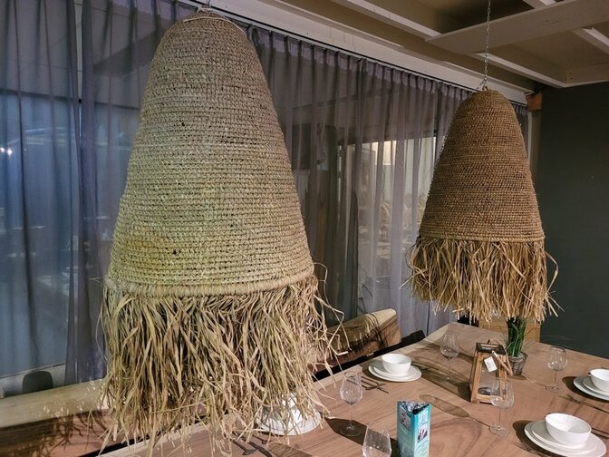 Lampenschirm im Ibiza-Stil 55x65cm Glockenform mit Franzen