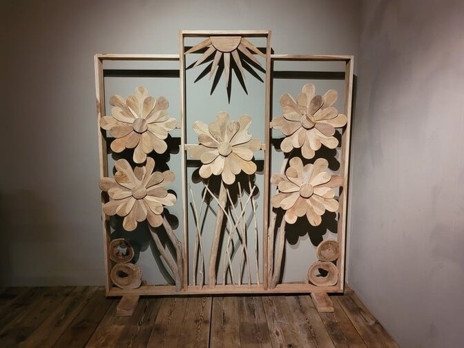 Raumteiler mit 3 Fächern - 180x170cm