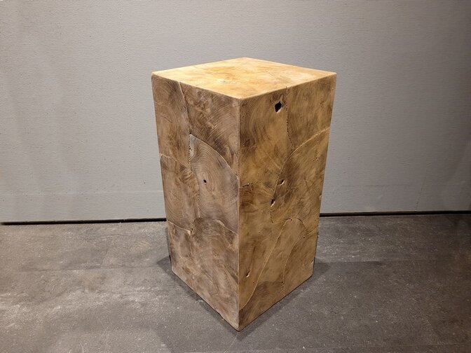 Teak-Holzkubus – Säule 30x30x60 cm – RI2311-02
