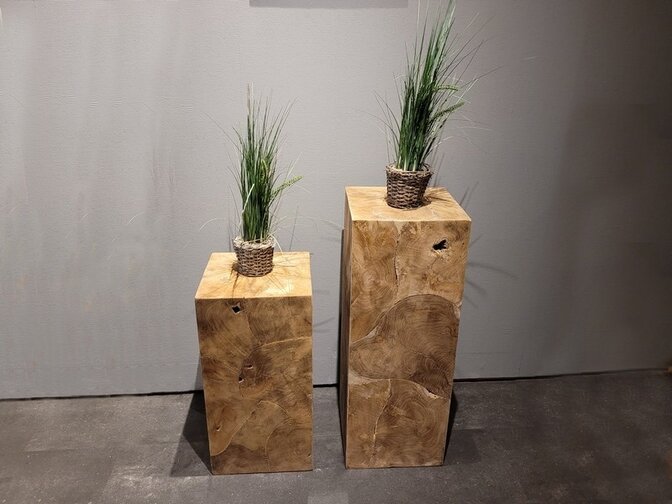 Teak-Holzkubus – Säule 30x30x60 cm – RI2311-02