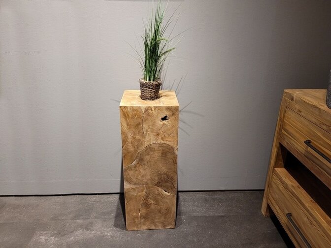 Teak-Holzkubus – Säule 30x30x80 cm – RI2311-03