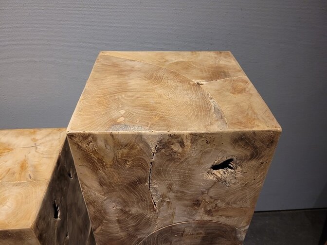 Teak-Holzkubus – Säule 30x30x80 cm – RI2311-03