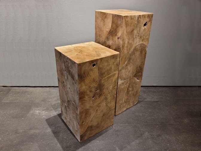 Teak-Holzkubus – Säule 30x30x80 cm – RI2311-03