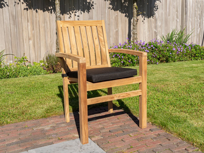 Set mit Teak-Gartentisch Toskana 175 cm mit 8 stapelbaren Stühlen