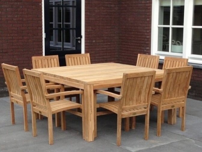 Gartenmöbelgarnitur Napoli 160 + 8 Stapelstühle