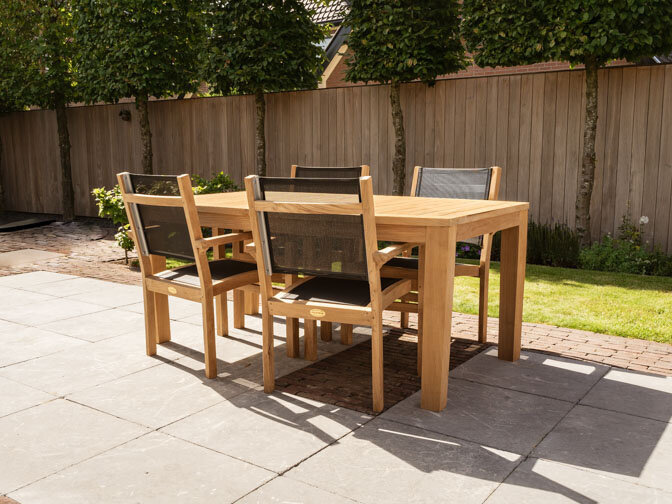 Gartenmöbelgarnitur Ancona 180 für 4 Personen mit 4 Stapelstühlen Batyline