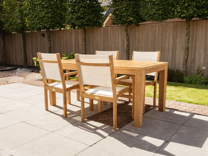 Gartenmöbelgarnitur Ancona 180 für 4 Personen mit 4 Stapelstühlen Batyline