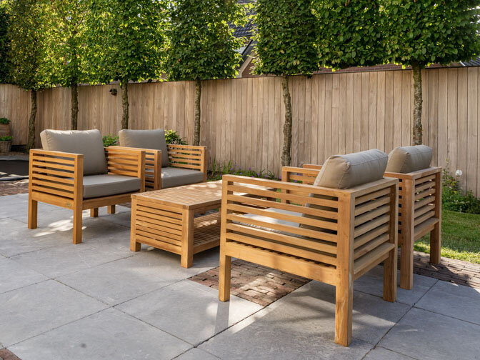 Loungeset Palermo mit Polstern 4 Personen Teak