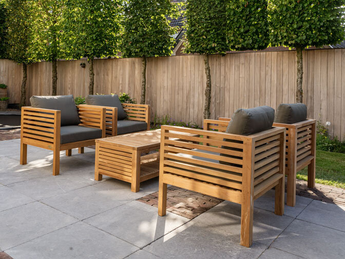 Loungeset Palermo mit Polstern 4 Personen Teak