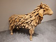 Stehende Schaf-Skulptur aus Treibholz