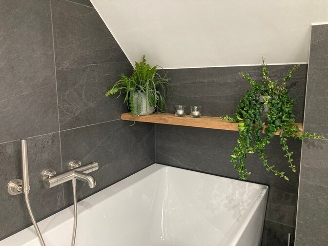 Schweberegal / Toilettenregal 110 x 25 x 3,5 cm Teak natur