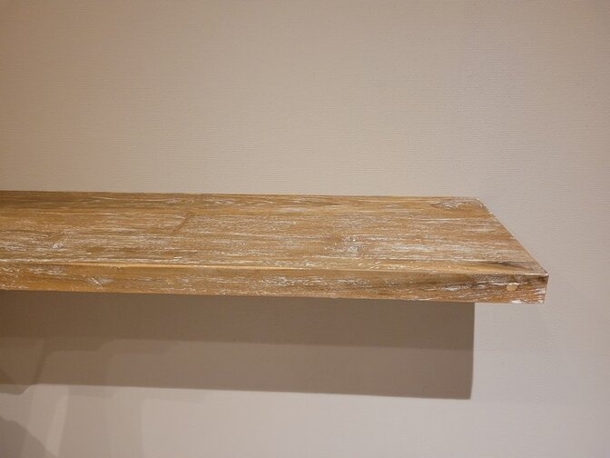 Teak-Schweberegal 160x25x3,5 cm – White Wash