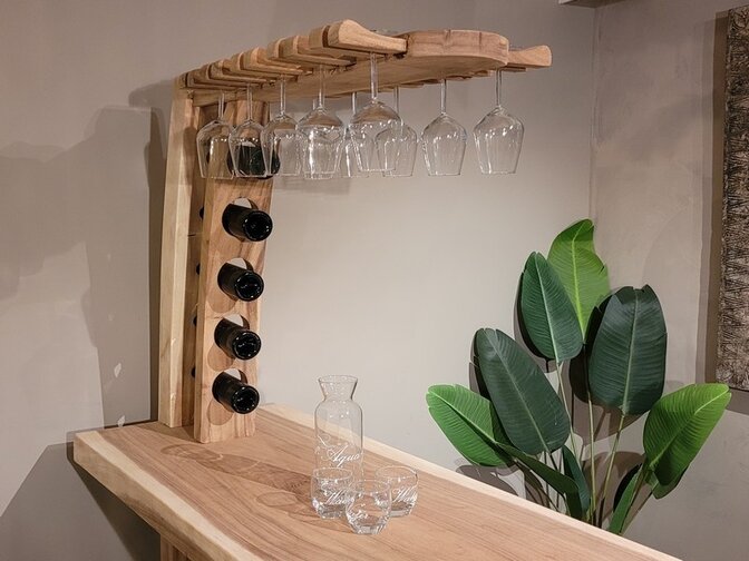 Mancave-Stehtisch 60 x 200 cm mit 6 Stehtischhockern