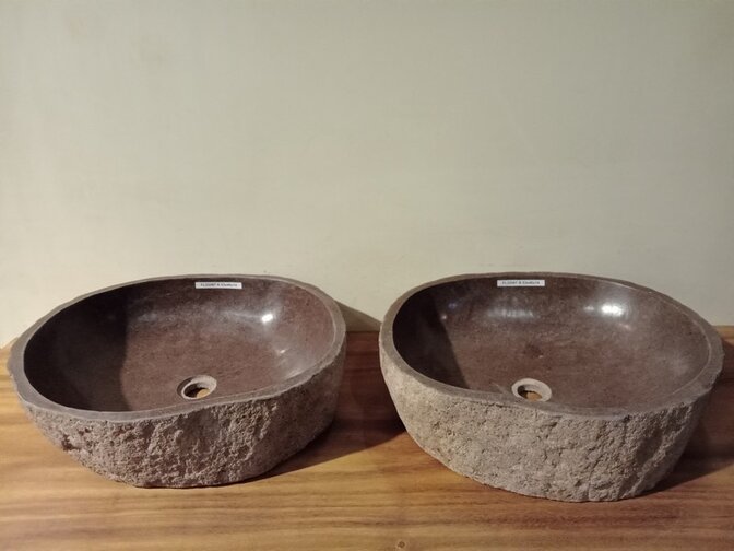 2 Flusssteinwaschbecken – 53 x 46 x 15 cm – FL22087