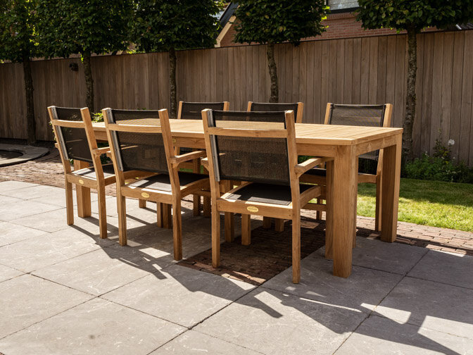 Gartenmöbelgarnitur Ancona 240 + 6 Stapelstuhl Batyline