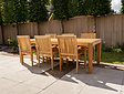 Teak-Gartentisch Verona 250 mit 6 stapelbaren Stühlen Torino Verti