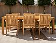 Teak-Gartentisch Verona 250 mit 6 stapelbaren Stühlen Torino Verti