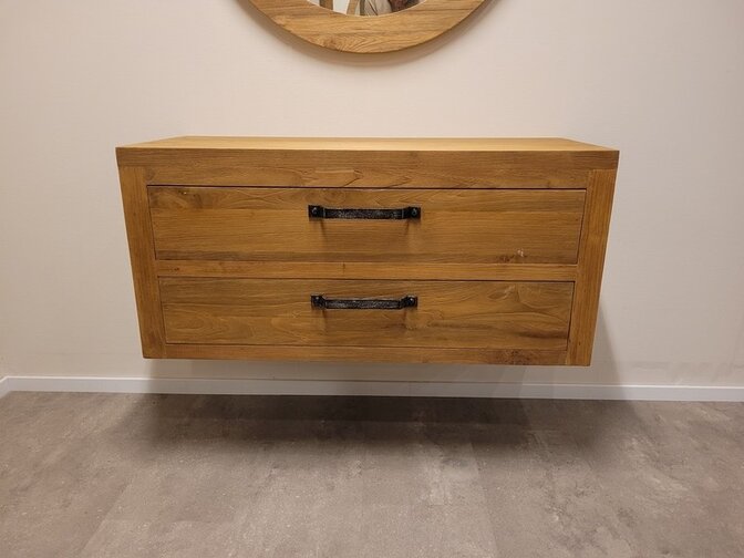 Hängender Waschtisch 110 x 45 x 50 cm – Naturfarbe