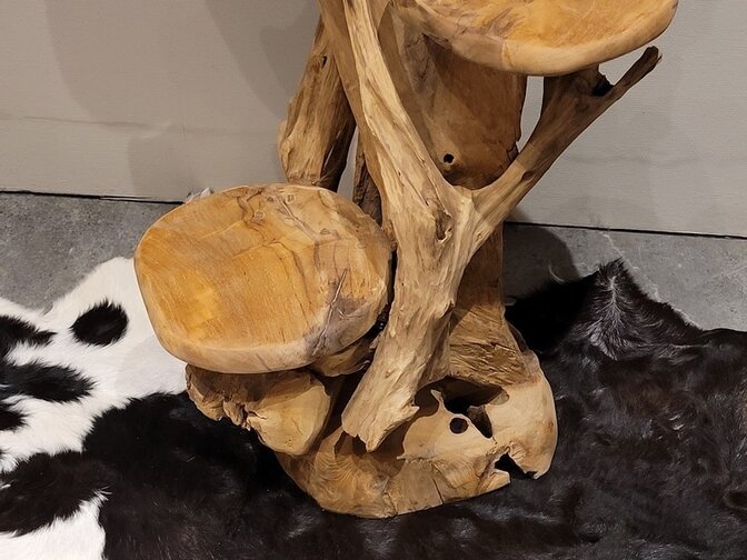 Etagere aus rustikalem Teak-Wurzelholz – 100 cm