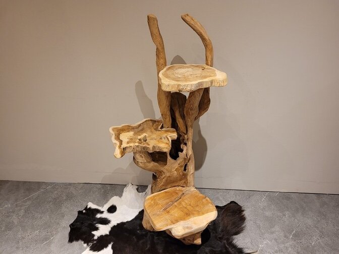 Etagere aus rustikalem Teak-Wurzelholz – 150 cm