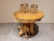 Runder Couchtisch 60 x 45 cm - Teakholz aus Wurzelholz