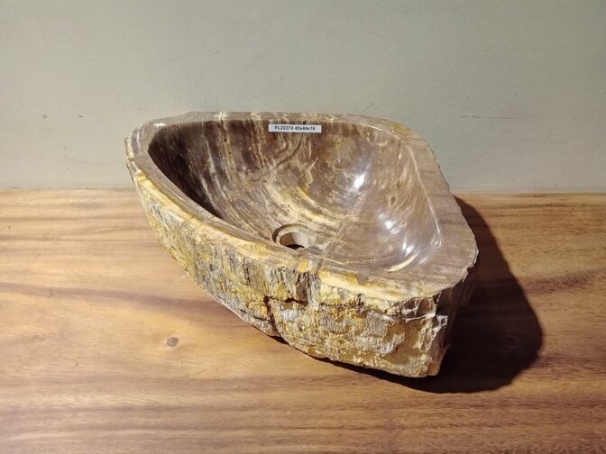 Waschbecken aus versteinertem Holz – 45 x 44 x 15 cm – FL22274