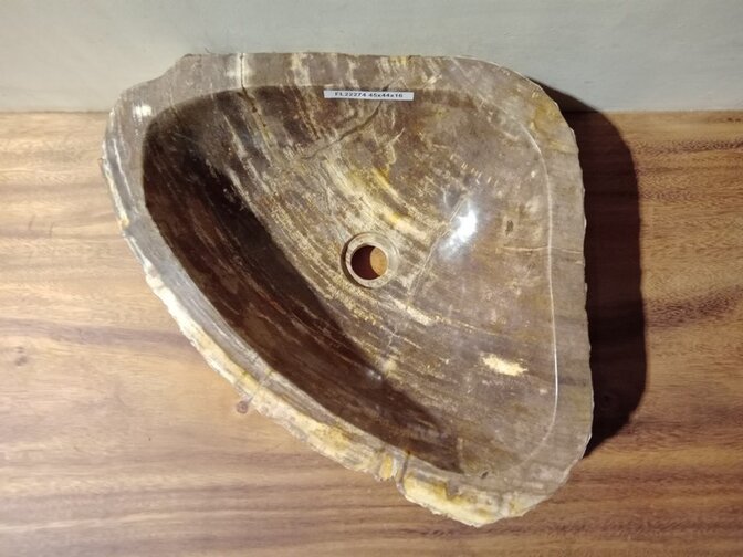 Waschbecken aus versteinertem Holz – 45 x 44 x 15 cm – FL22274