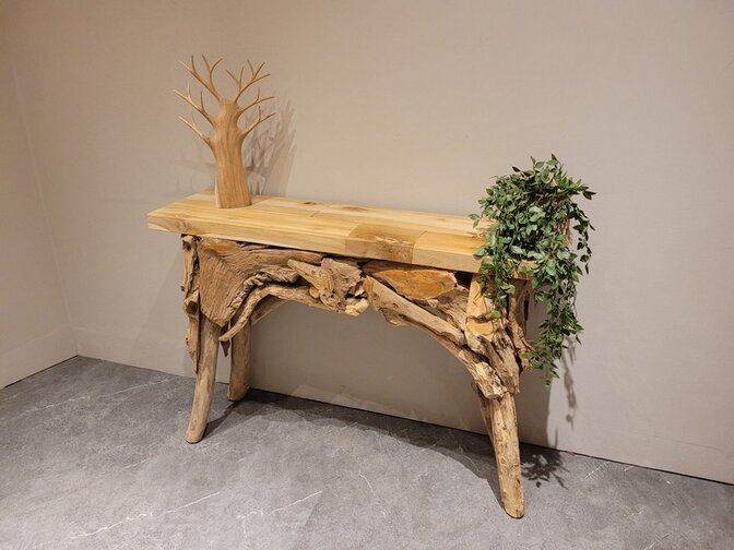 Teak-Beistelltisch – Wandtisch 120 x 32 x 80 cm