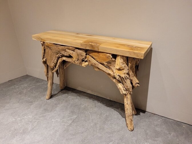 Teak-Beistelltisch – Wandtisch 120 x 32 x 80 cm