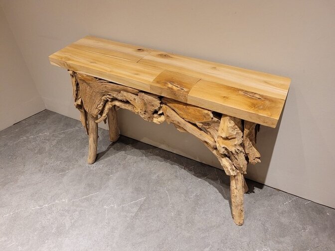 Teak-Beistelltisch – Wandtisch 120 x 32 x 80 cm