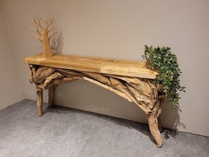 Teak-Beistelltisch - Wandtisch 160x32x80 cm