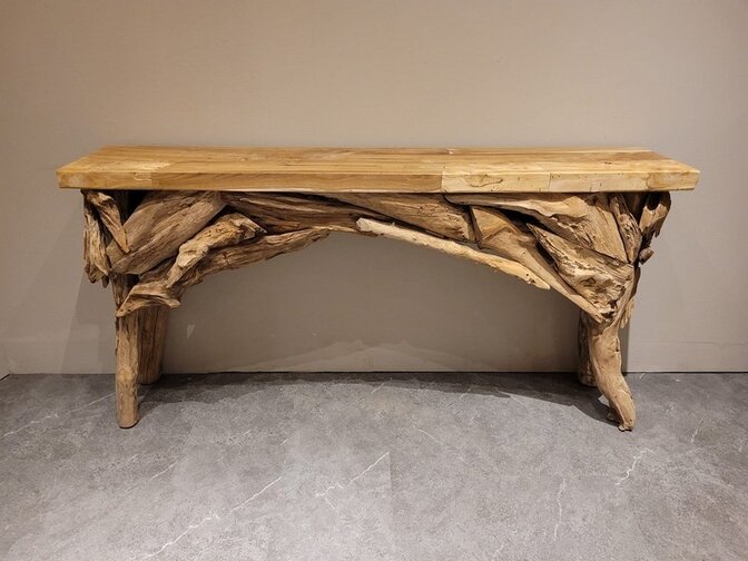 Teak-Beistelltisch - Wandtisch 160x32x80 cm