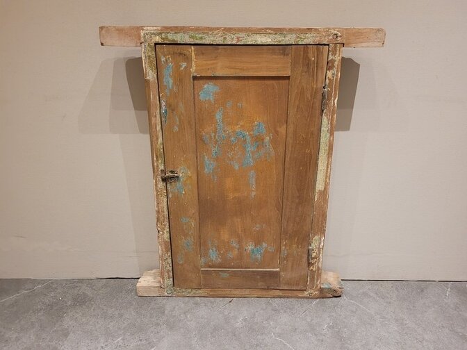 Indonesischer Fensterrahmen mit Tür – 80 x 100 x 9 cm