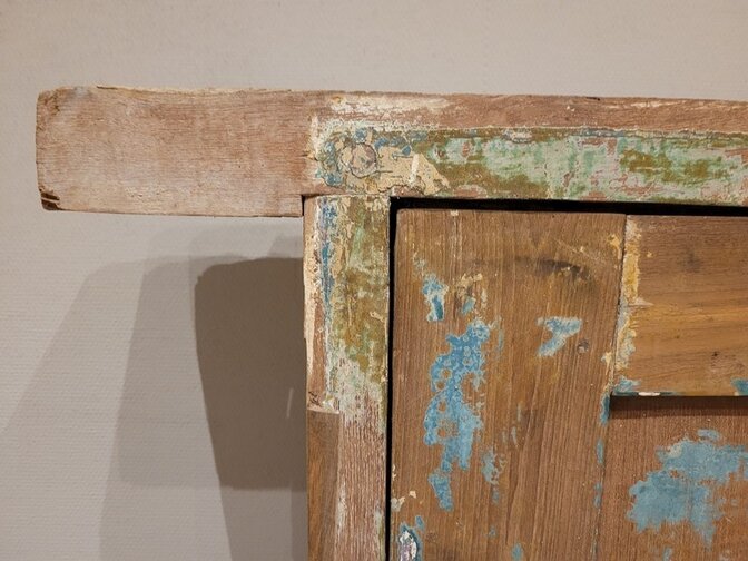 Indonesischer Fensterrahmen mit Tür – 80 x 100 x 9 cm