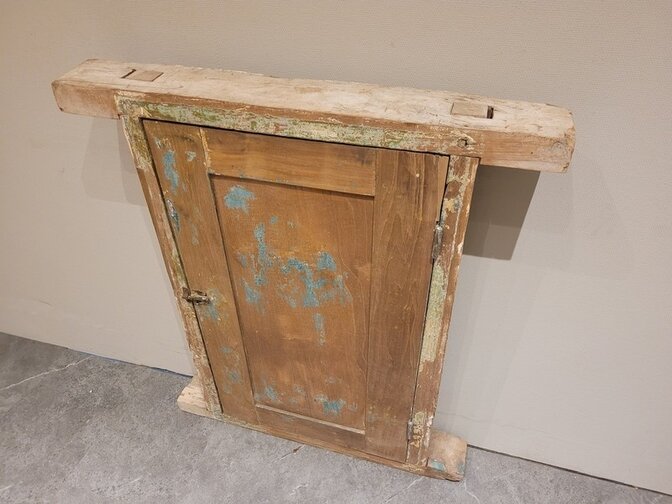 Indonesischer Fensterrahmen mit Tür – 80 x 100 x 9 cm