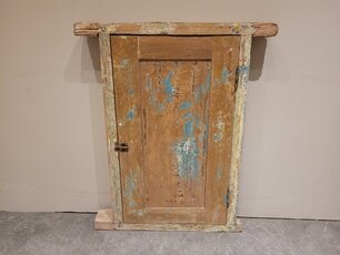 Alter indonesischer Fensterrahmen mit Fensterladen – 80 x 100 x 9 cm