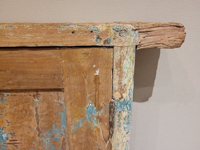 Alter indonesischer Fensterrahmen mit Fensterladen – 80 x 100 x 9 cm