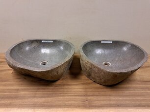 2 Flusssteinwaschbecken - 48x47x15cm - FL22470