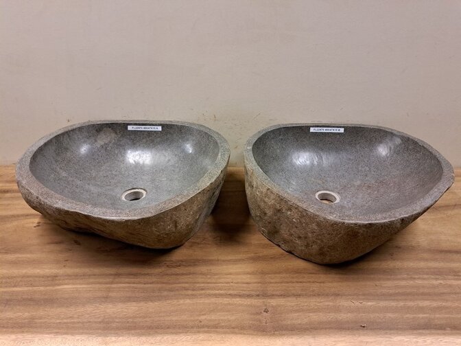 2 Flusssteinwaschbecken - 48x47x15cm - FL22470