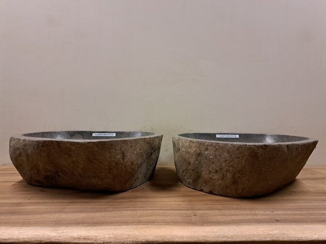 2 Flusssteinwaschbecken - 48x47x15cm - FL22470