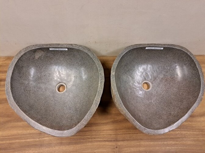 2 Flusssteinwaschbecken - 48x47x15cm - FL22470