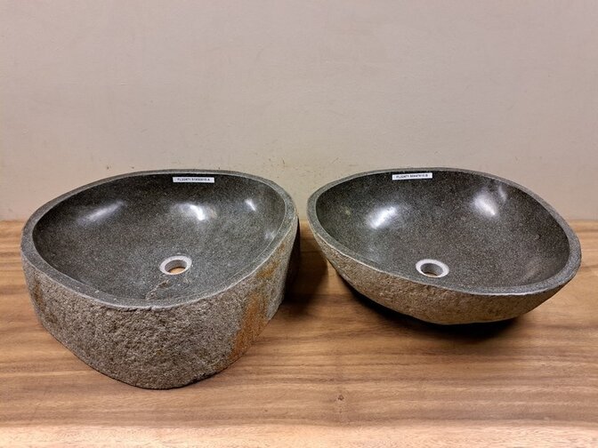 2 Flusssteinwaschbecken - 50x47x15cm - FL22471