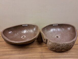 2 Flusssteinwaschbecken - 57x46x15cm - FL22480