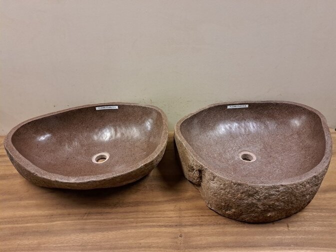 2 Flusssteinwaschbecken - 57x46x15cm - FL22480