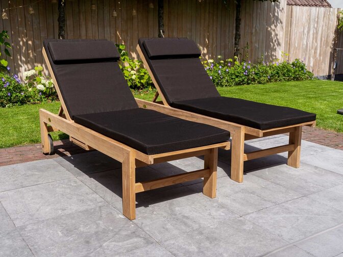 2x Teak-Sonnenliege Mugello mit Polster