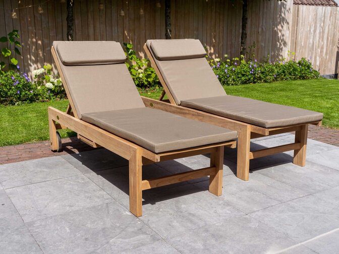 2x Teak-Sonnenliege Mugello mit Polster