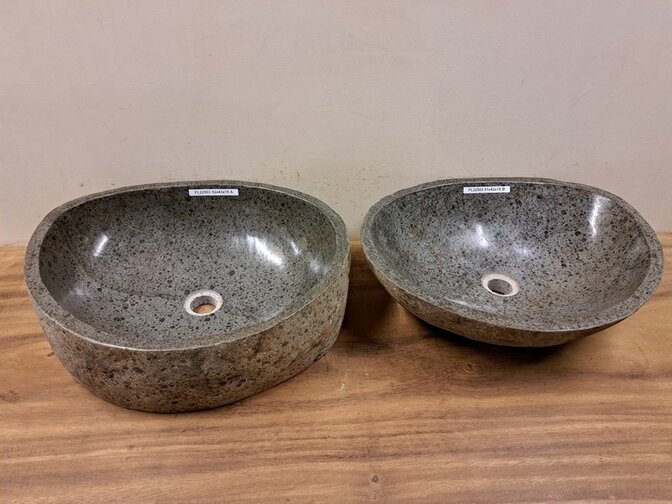 2 Flusssteinwaschbecken - 52x43x15cm - FL22503