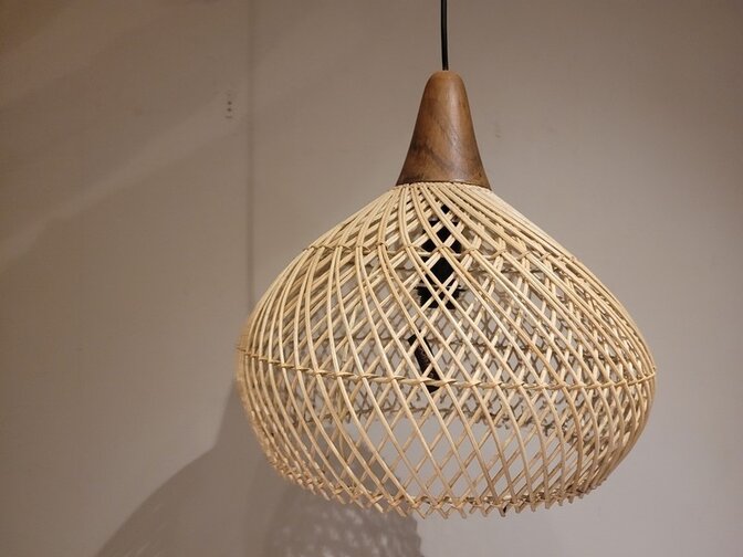 Lampenschirm im Ibiza-Stil 40x40 cm - Holzfassung